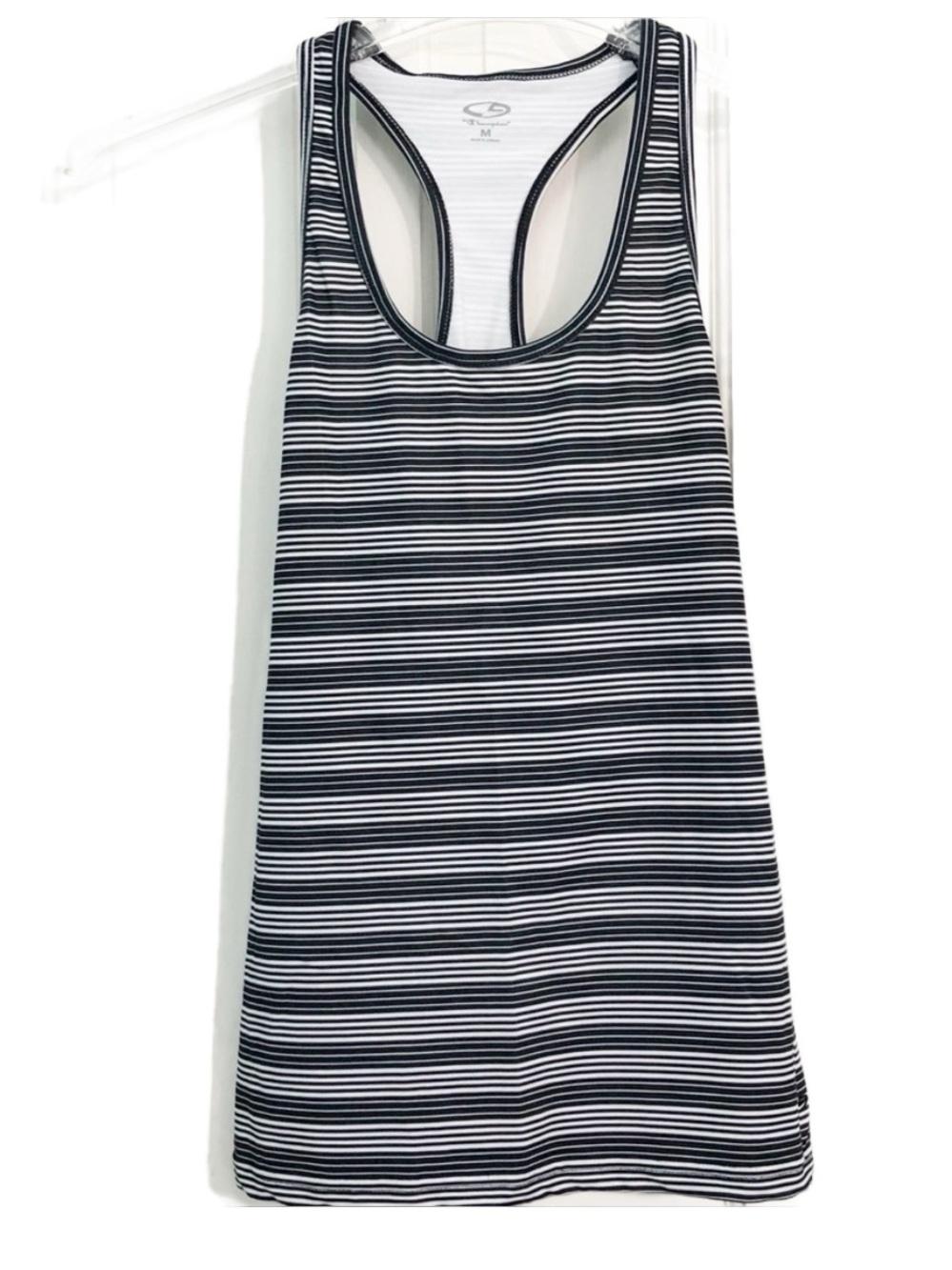 Champion Striped Scoop Neck Sleeveless Racerback Athletic Workout Tank Top 💙🤍